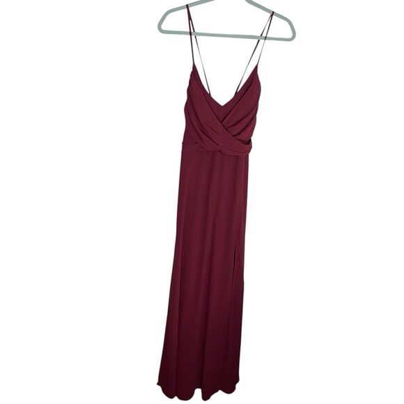 Lulus Event Ready Maxi Dress Womens XL Backless Lace Up Chiffon Slit Formal NWOT - Picture 4 of 7